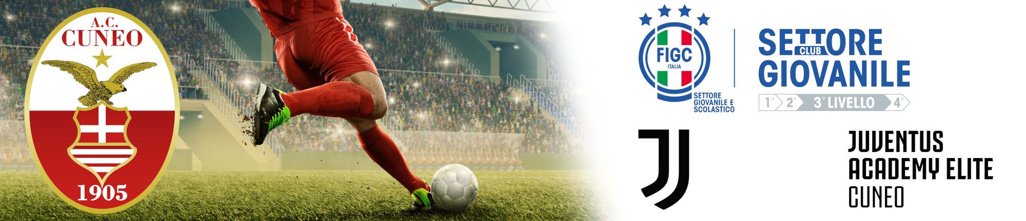 Header ac cuneo 1905, settore giovanile 3° livello FIGC, juventus academy